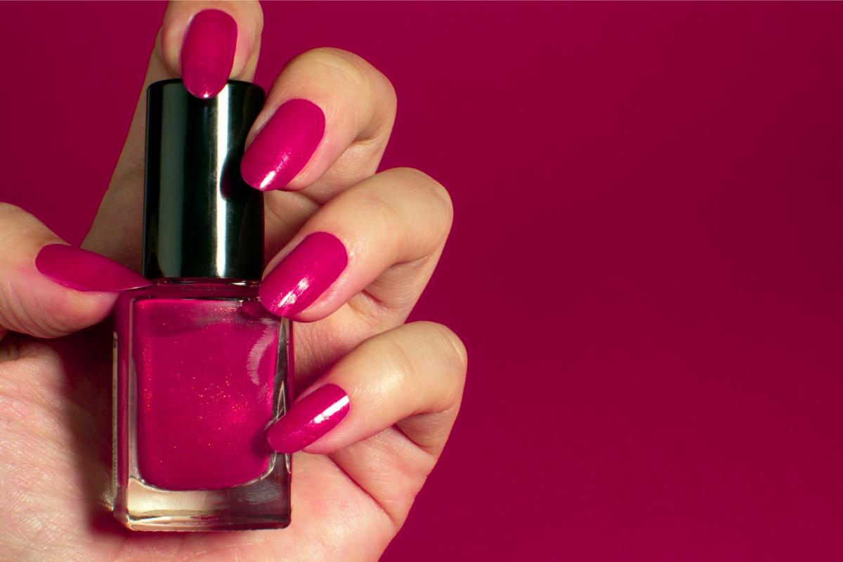 Side by side comparison of gel nail polish versus regular nail polish showing difference in shine and durability